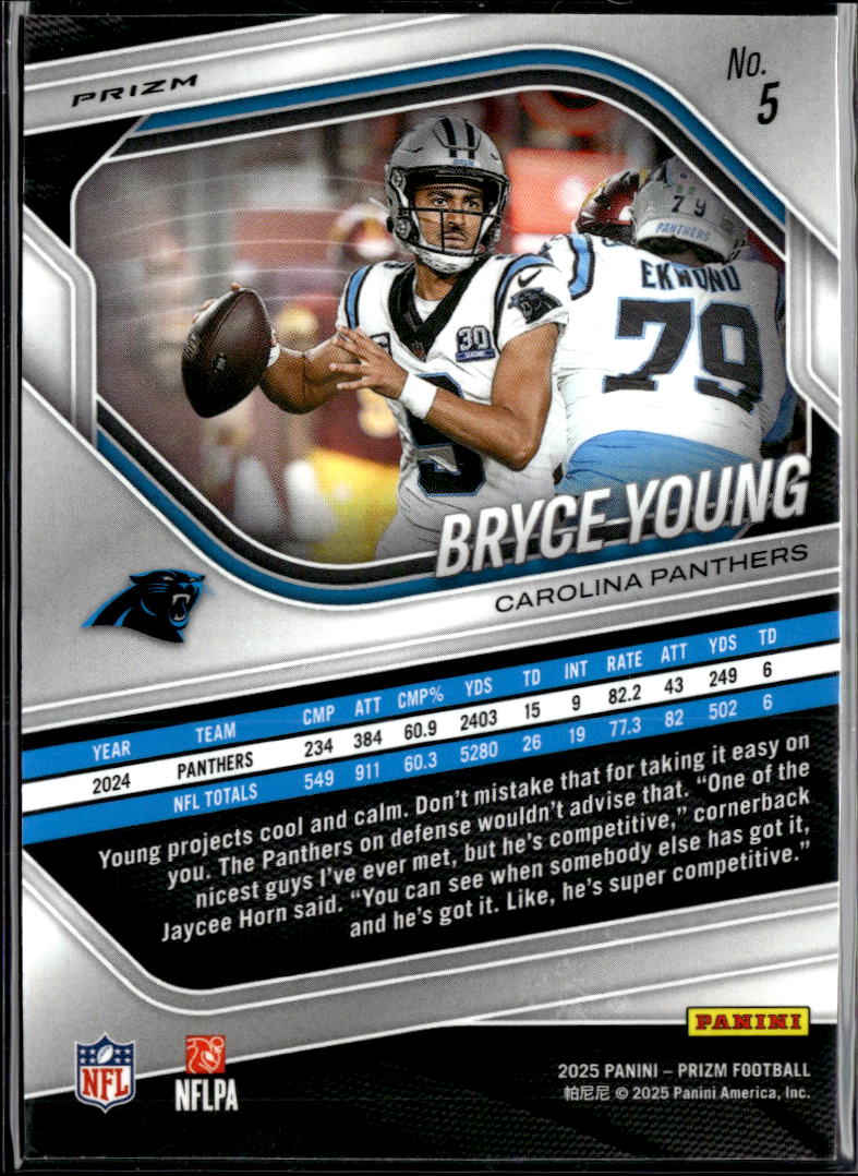 Bryce Young 2025 Prizm Black White Checkerboard SSP Carolina Panthers