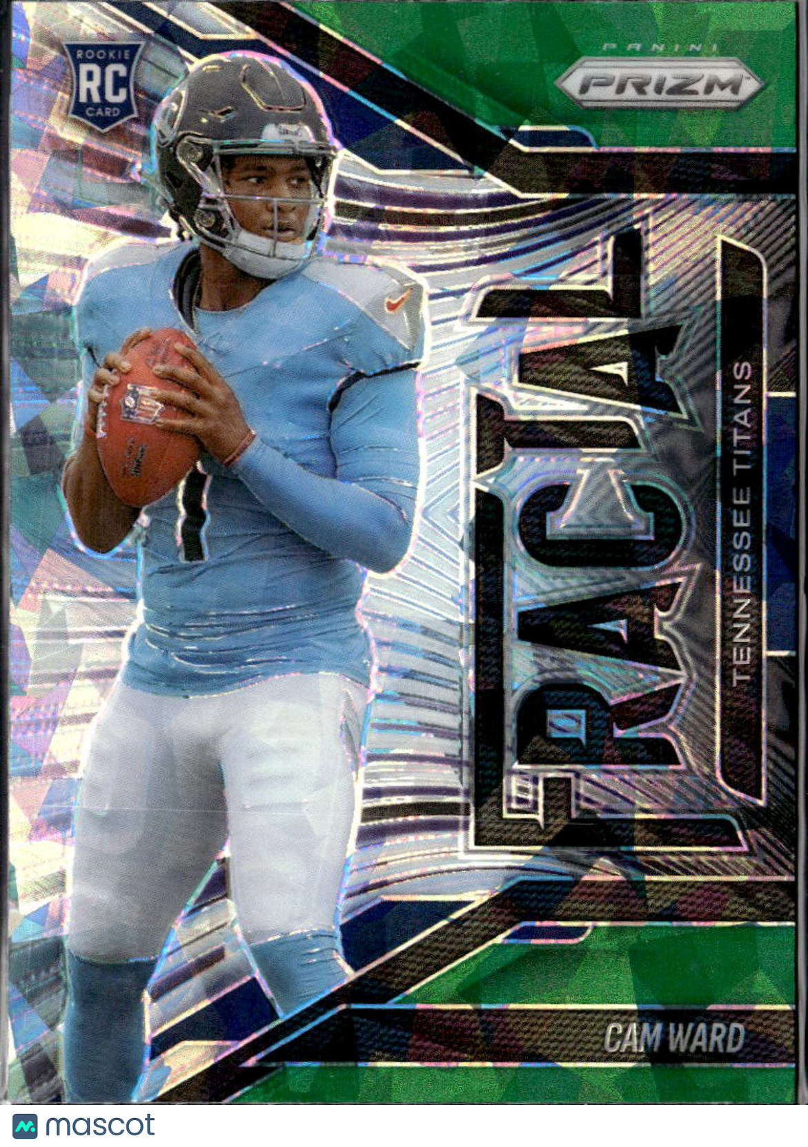 Cam Ward 2025 Prizm Fractal Green Ice Rookie Tennessee Titans