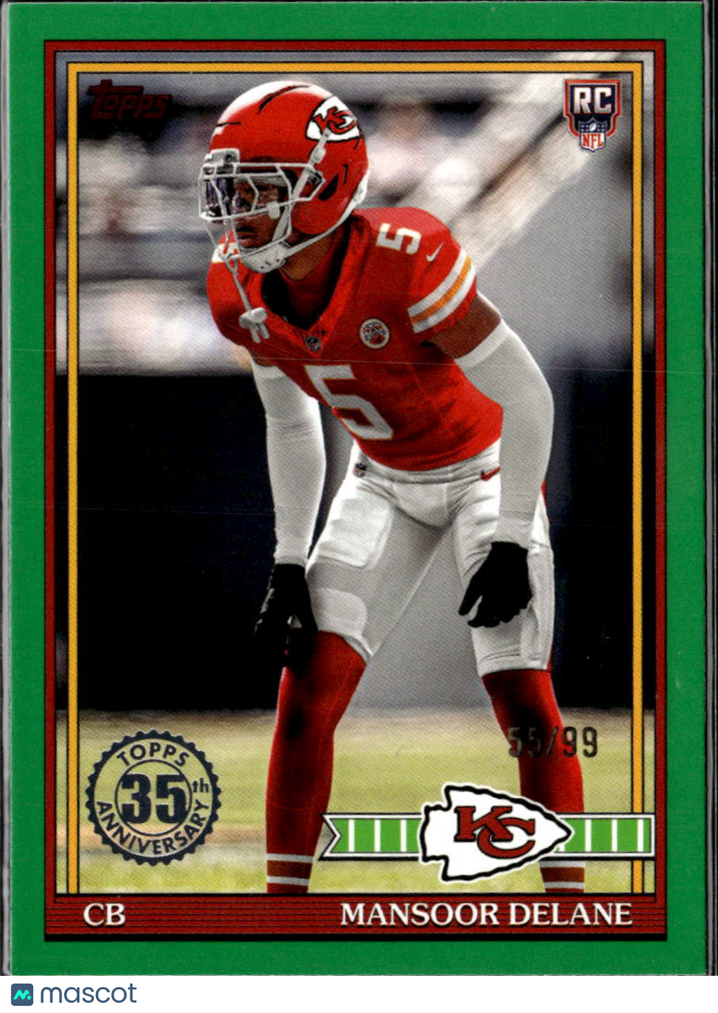 Mansoor Delane 2026 Topps Green Rookie RC 55/99 Kansas City Chiefs
