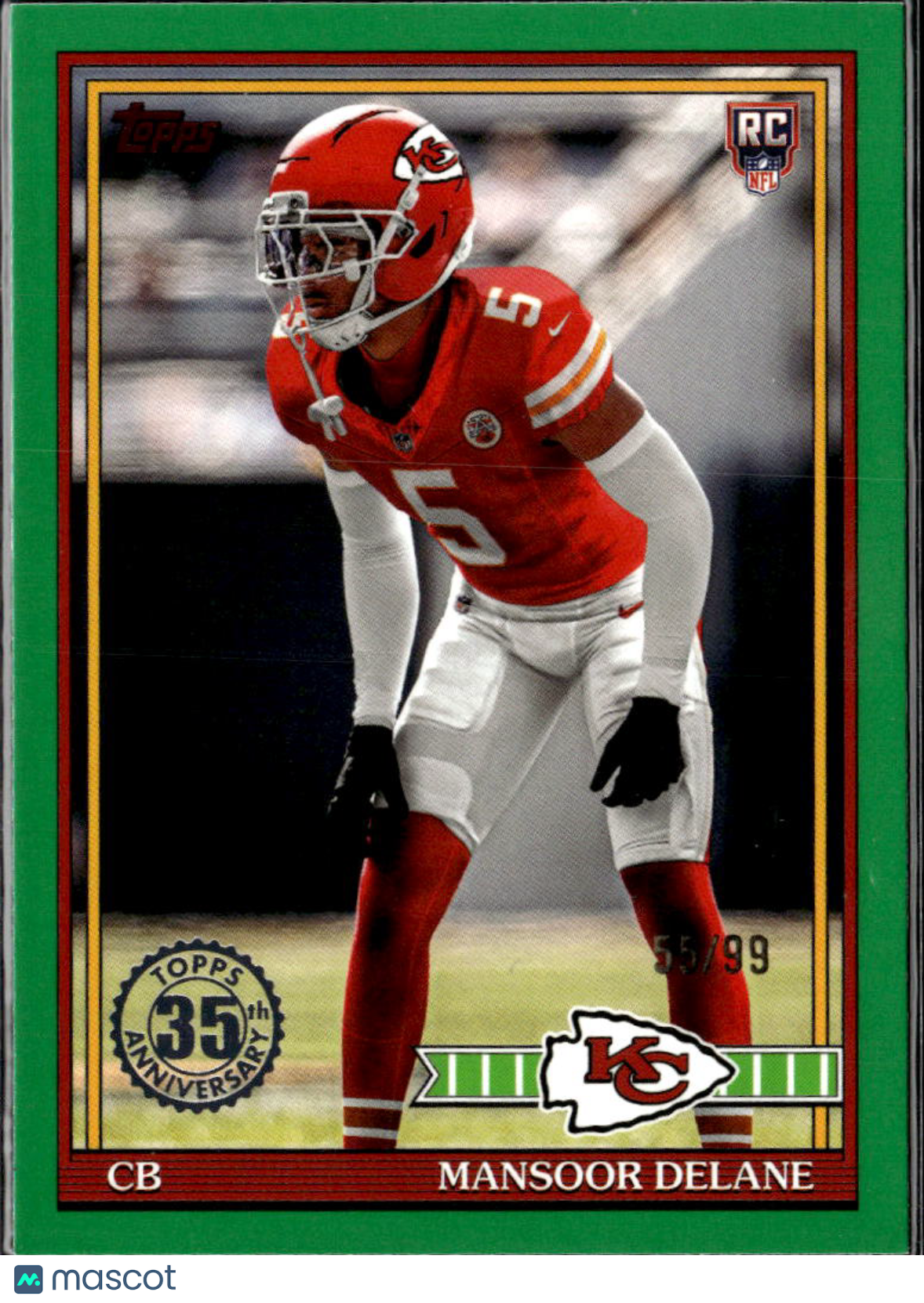 Mansoor Delane 2026 Topps Green Rookie RC 55/99 Kansas City Chiefs