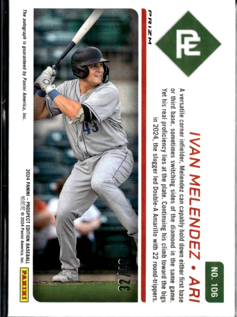 Ivan Melendez 2024 Prospect Edition Auto Autograph /49 Arizona Diamondbacks