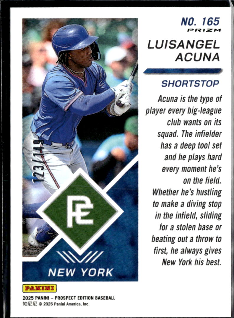 Luisangel Acuna 2025 Prizm Prospect Edition Green Rookie RC /149 New York Mets