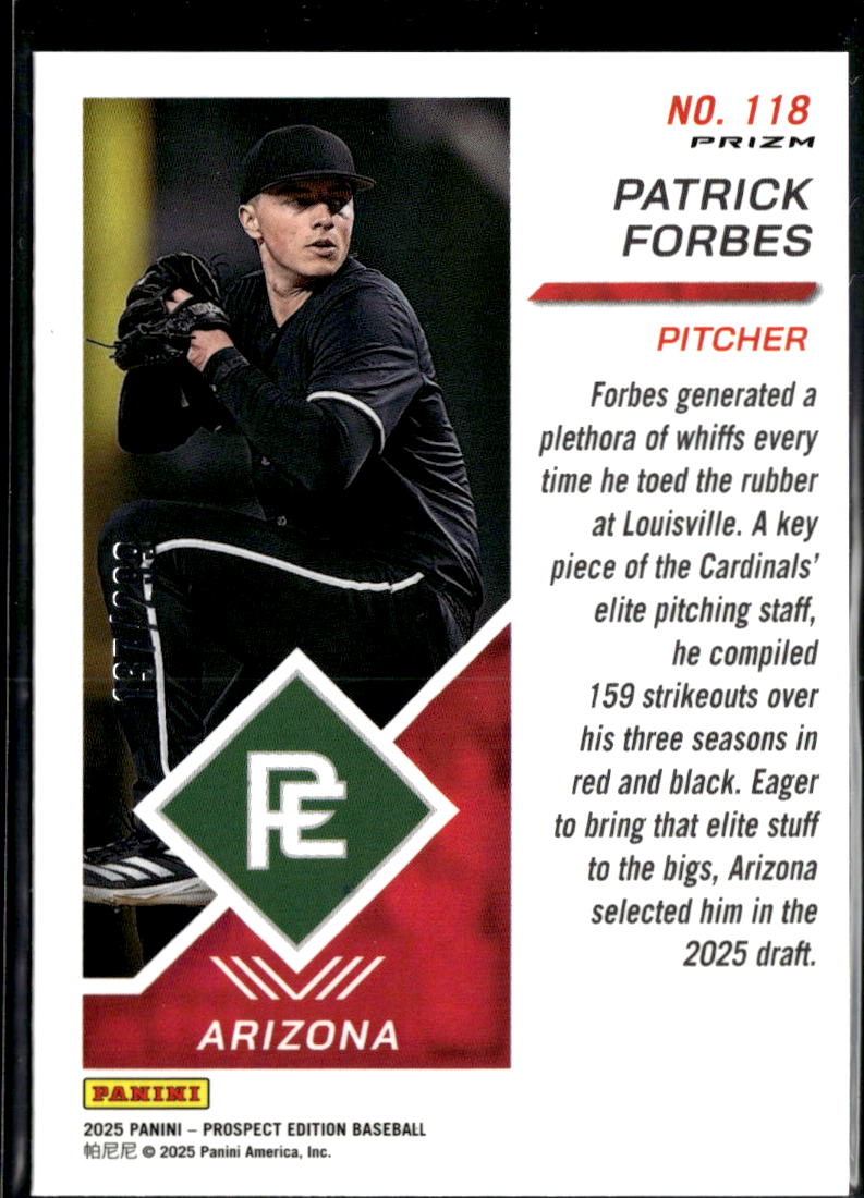 Patrick Forbes 2025 Panini Prospect Edition Blue /299 Arizona Diamondbacks