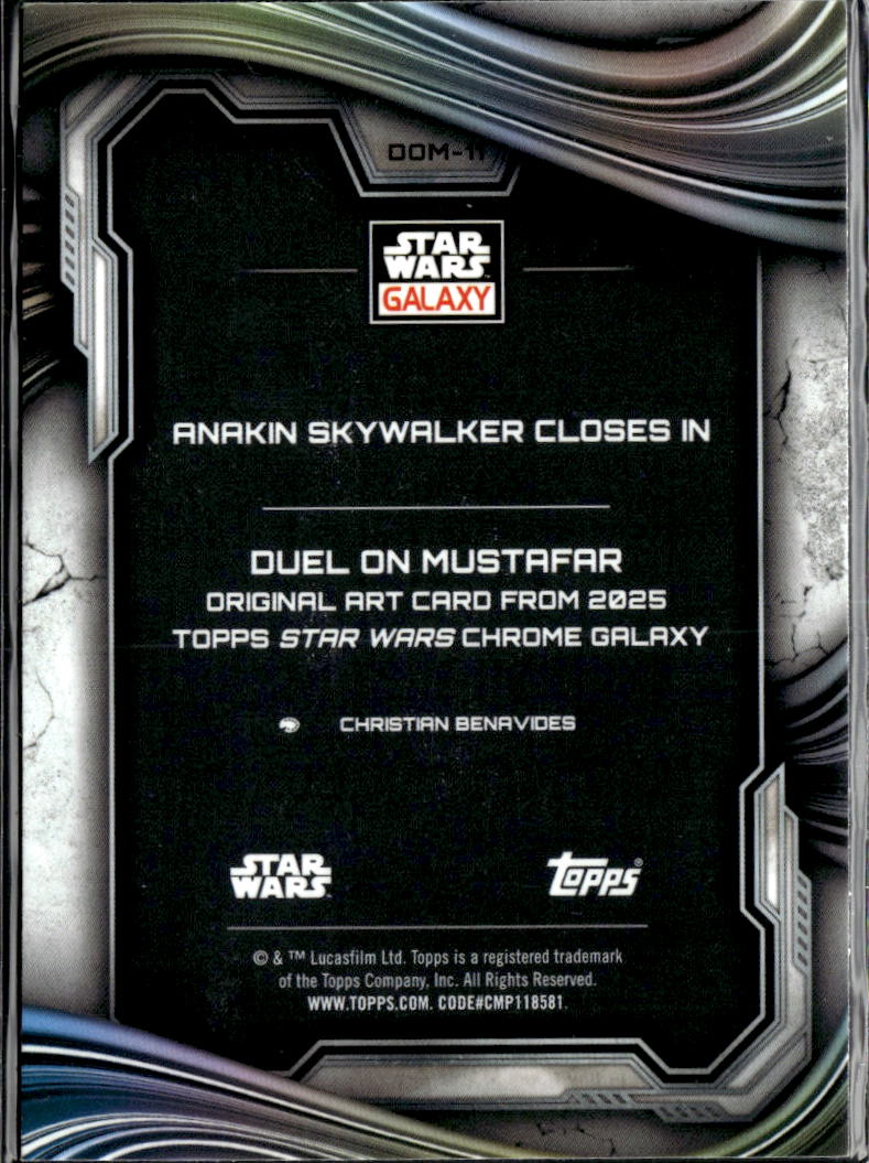 Anakin Skywalker Closes In 2025 Topps Star Wars Chrome Galaxy Refractor #DOM-11