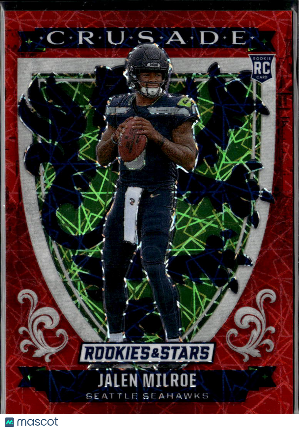 Jalen Milroe 2025 Panini Rookies & Stars Crusade Red RC Seattle Seahawks