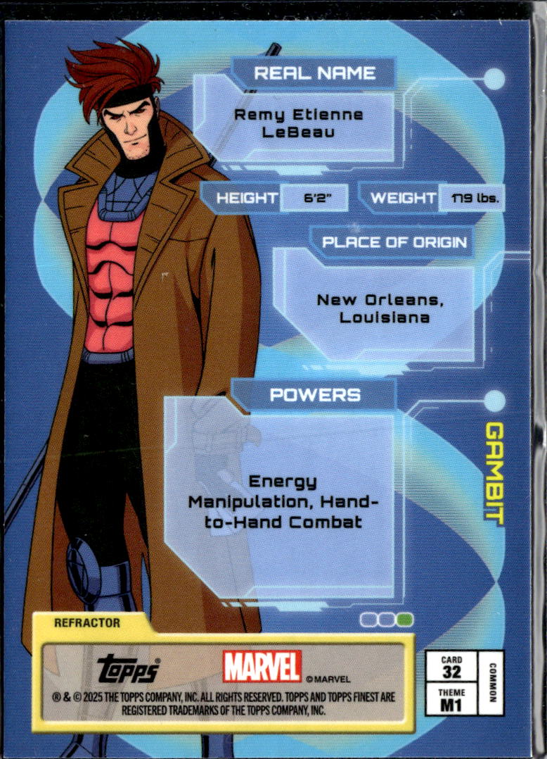 Gambit 2025 Topps Finest Marvel Masters Refractor #32