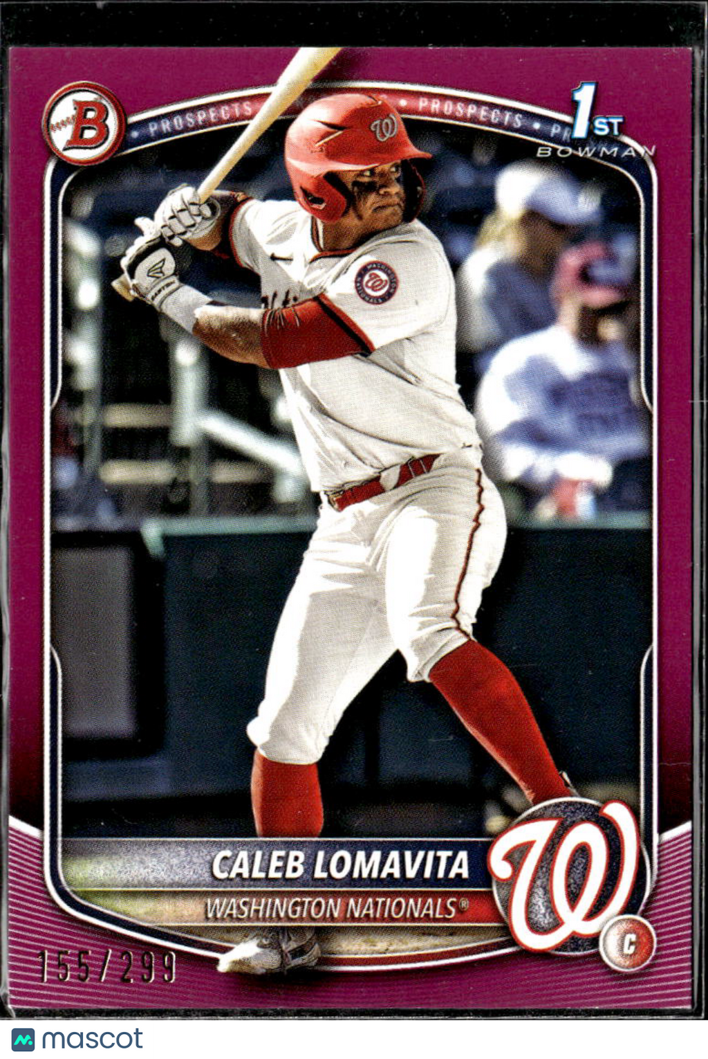 Caleb Lomavita 2025 Bowman 1st Fuchsia /299 Washington Nationals