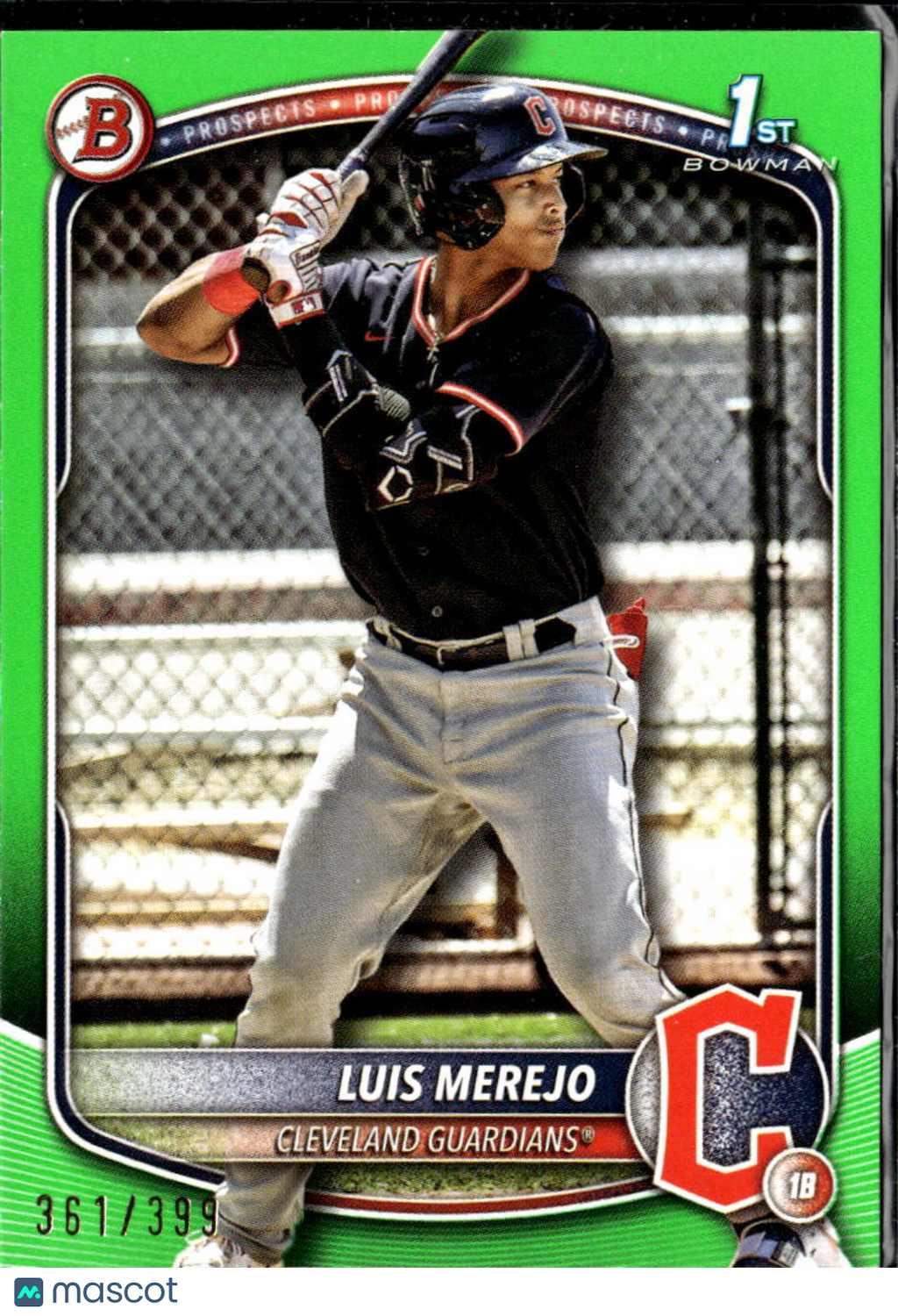 Luis Merejo 2025 Bowman Green 1st /399 Cleveland Guardians