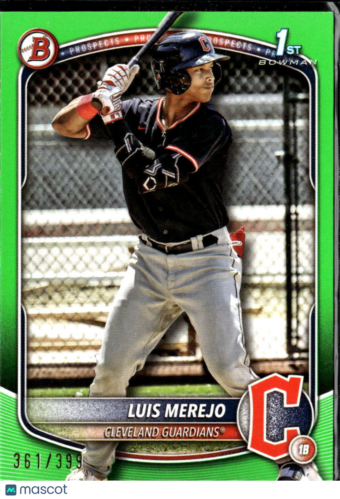 Luis Merejo 2025 Bowman Green 1st /399 Cleveland Guardians