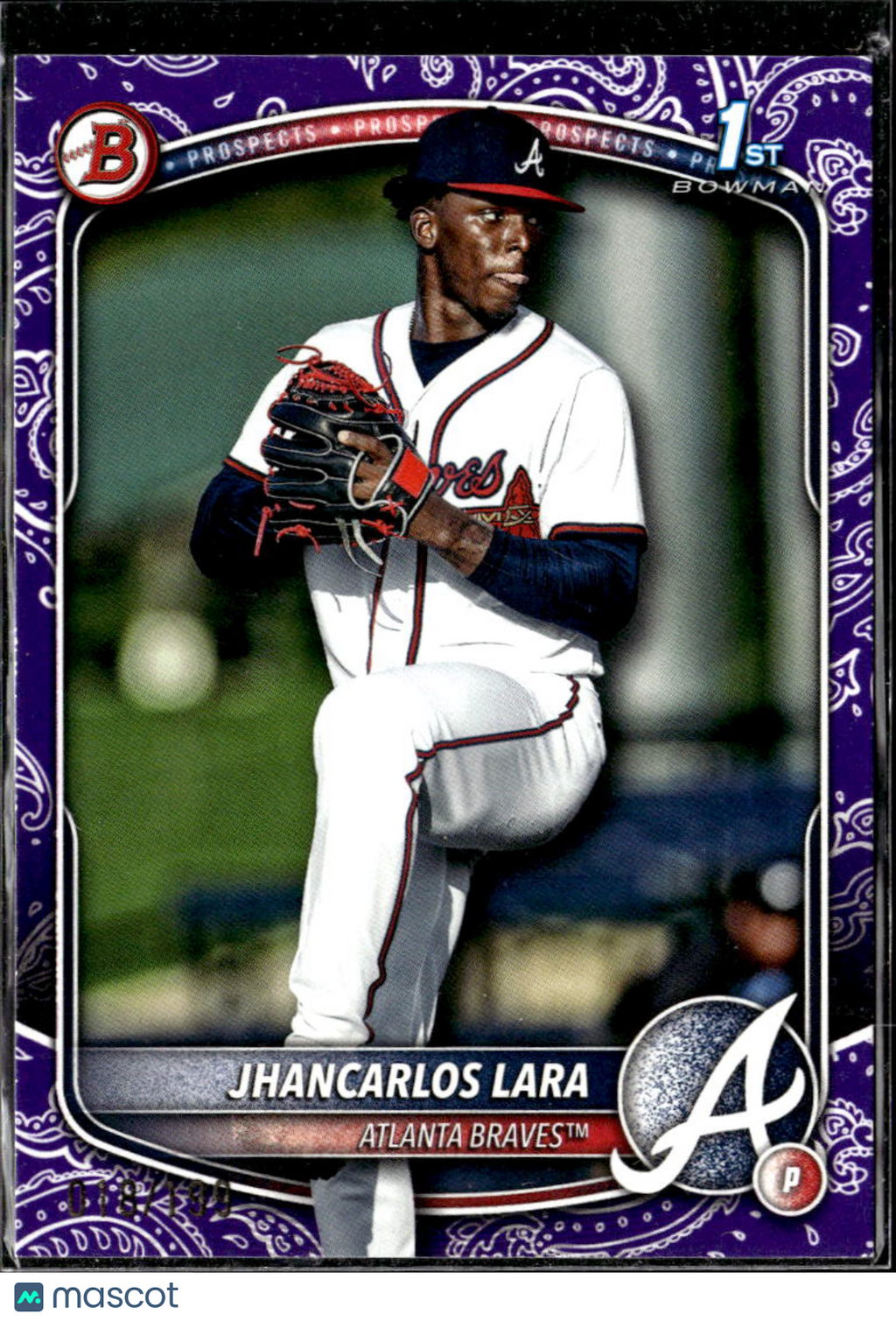 Jhancarlos Lara 2025 Bowman 1st Purple Paisley Atlanta Braves