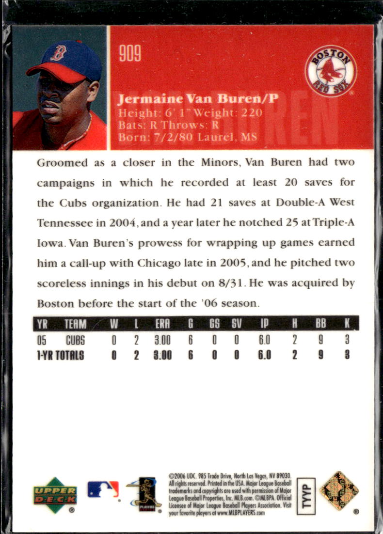 Jermaine Van Buren 2006 Upper Deck Red RC 20/50 Boston Red Sox