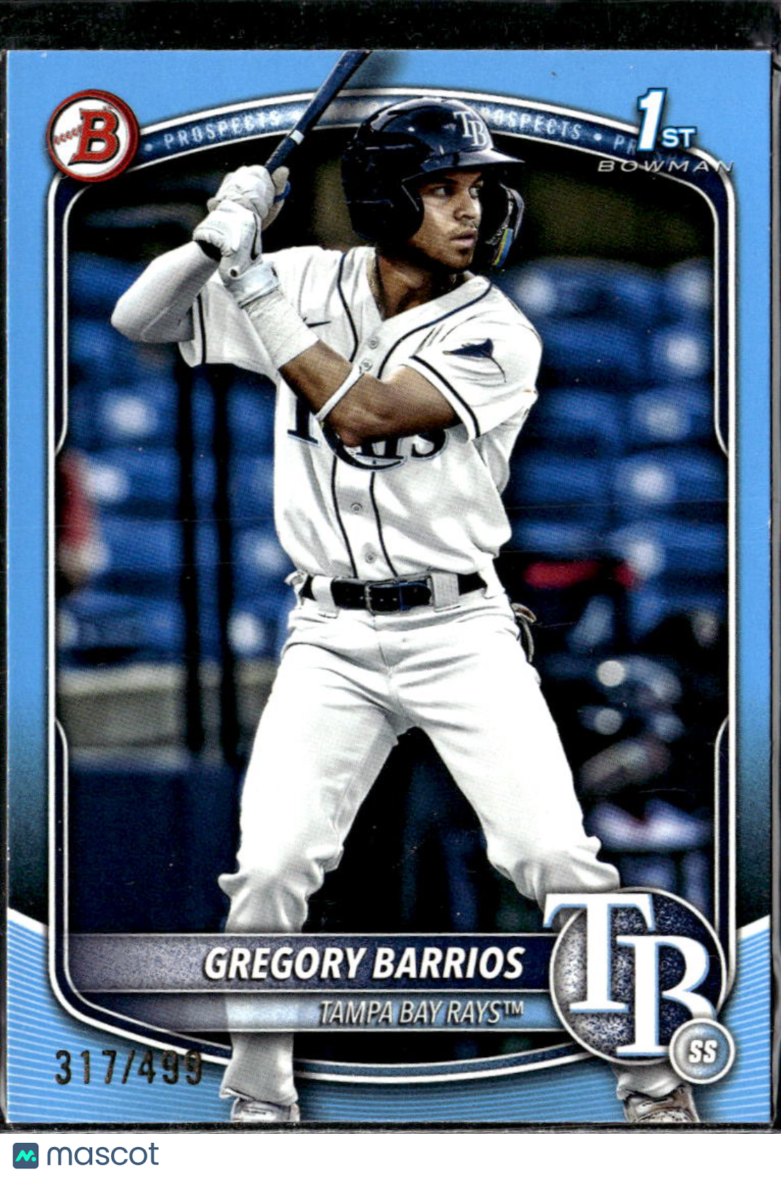 Gregory Barrios 2025 Bowman 1st Sky Blue /499 Tampa Bay Rays