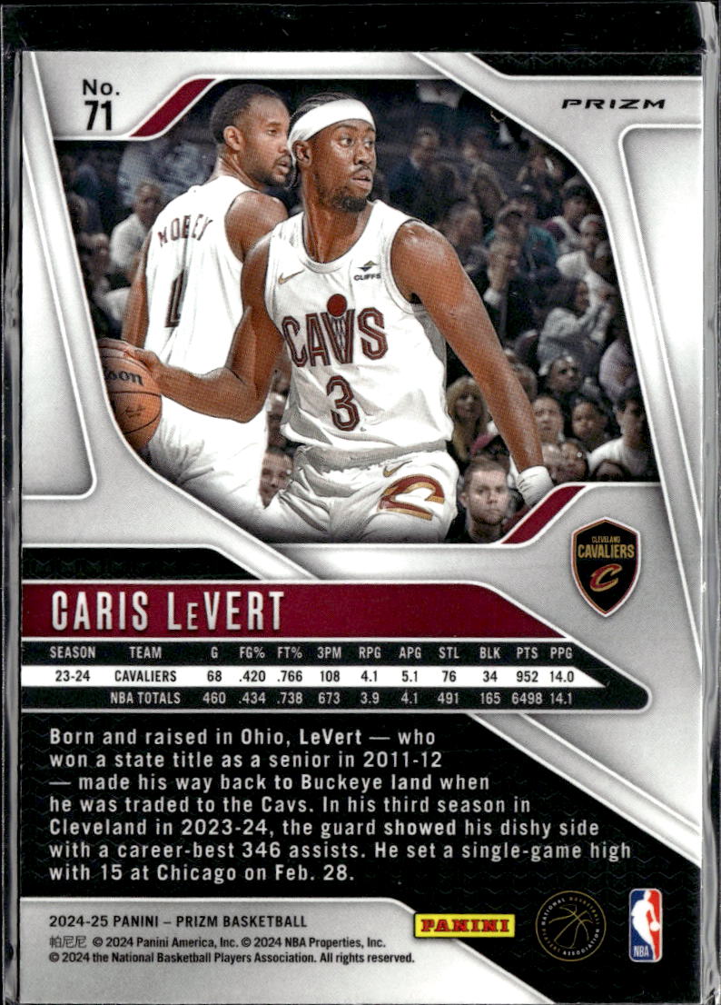 Caris LeVert 2024-25 Panini Prizm Red Sparkle Prizm SSP Cleveland Cavaliers