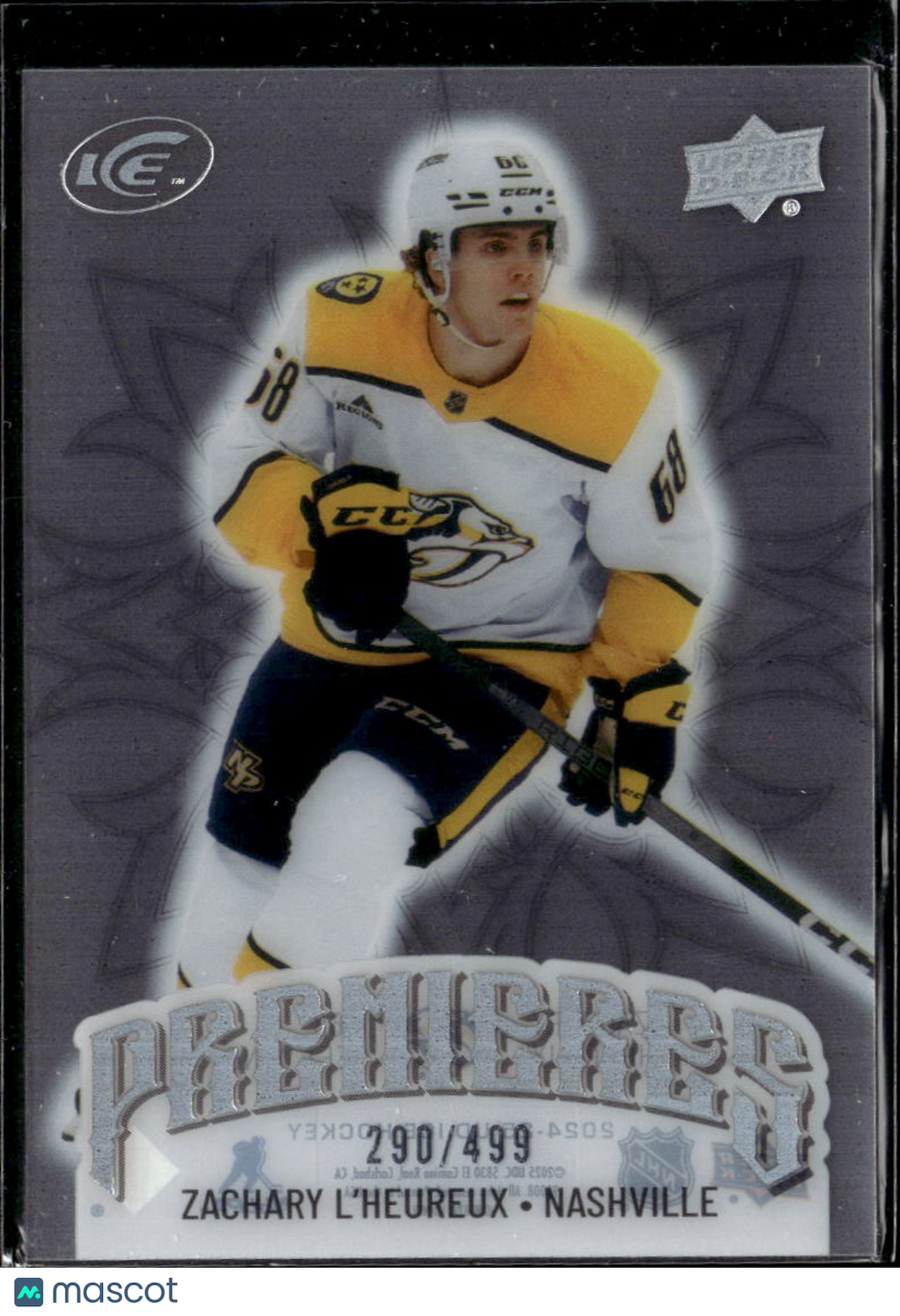 Zachary L'Heureux 2025 Upper Deck Ice Premieres /499 Nashville Predators