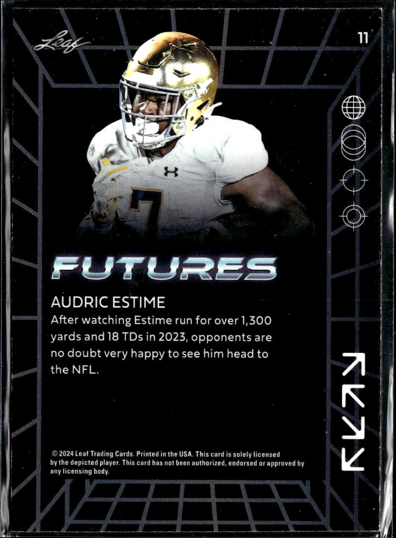 Audric Estime 2024 Leaf Futures Rookie RC /249 Notre Dame Fighting Irish