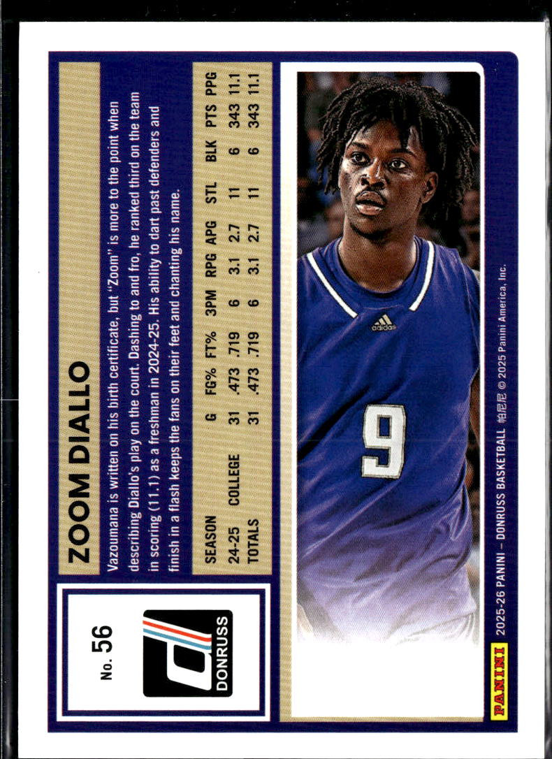 Zoom Diallo 2025 Panini Donruss Red Rated Rookie RC /249