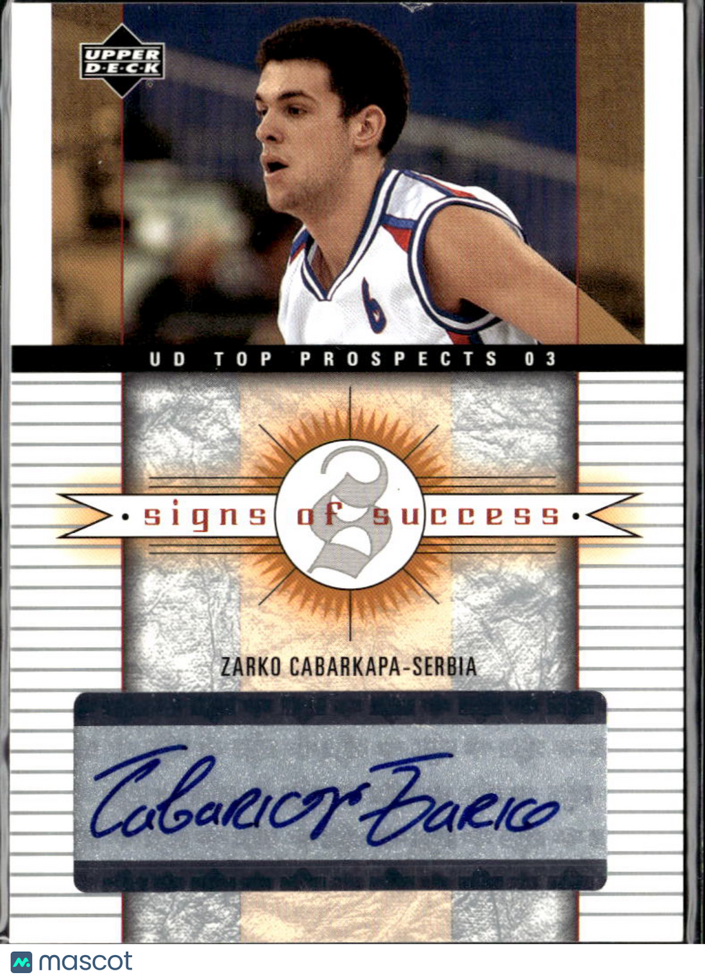 Zarko Cabarkapa 2003 Upper Deck UD Auto Autograph RC Serbia