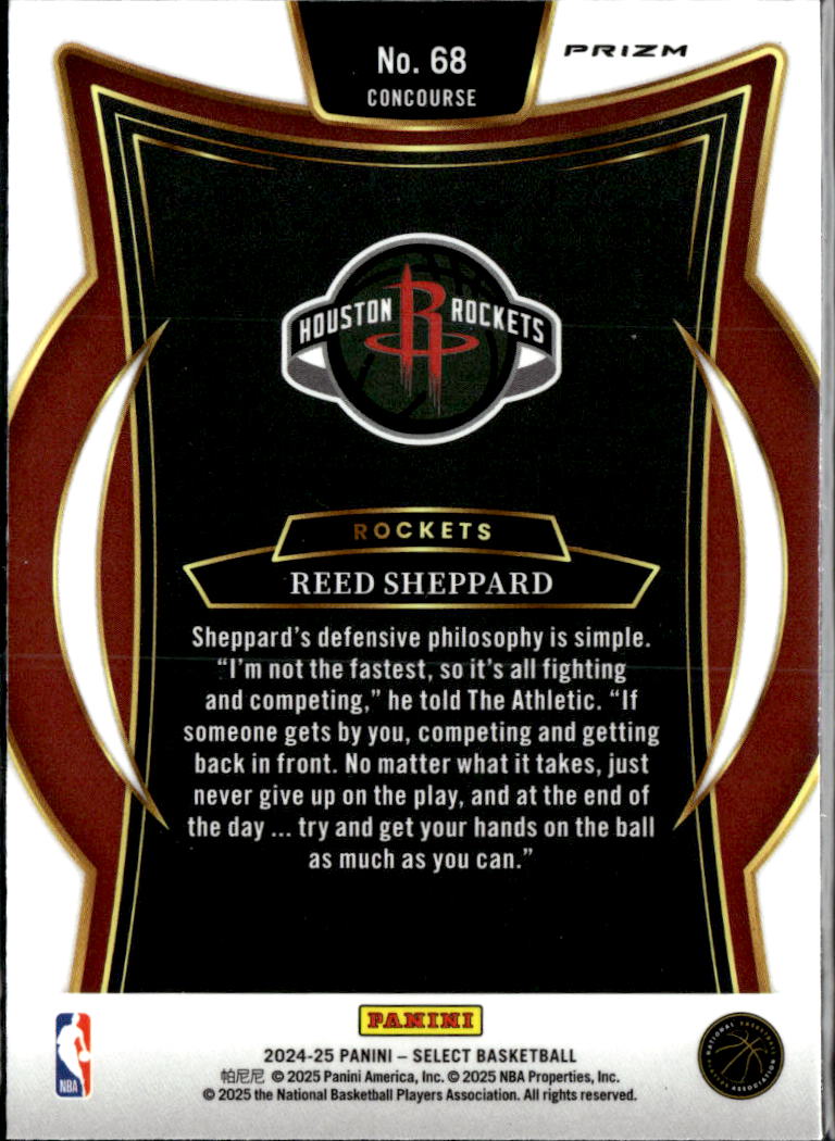 Reed Sheppard 2025 Select Blue Ice Rookie RC Houston Rockets