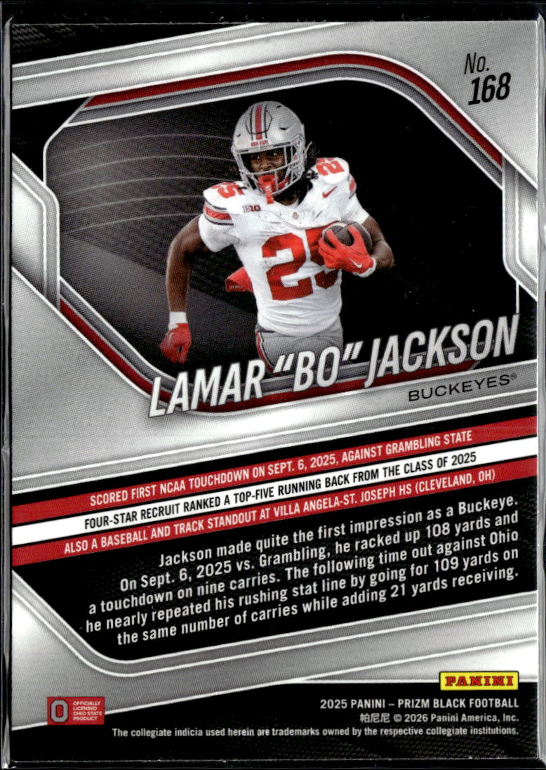 Lamar "Bo" Jackson 2026 Panini Prizm Black Rookie RC Ohio State Buckeyes