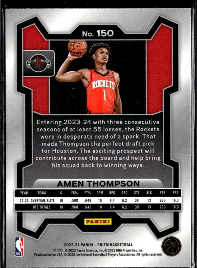 Amen Thompson 2023 Panini Prizm RC Rookie Houston Rockets