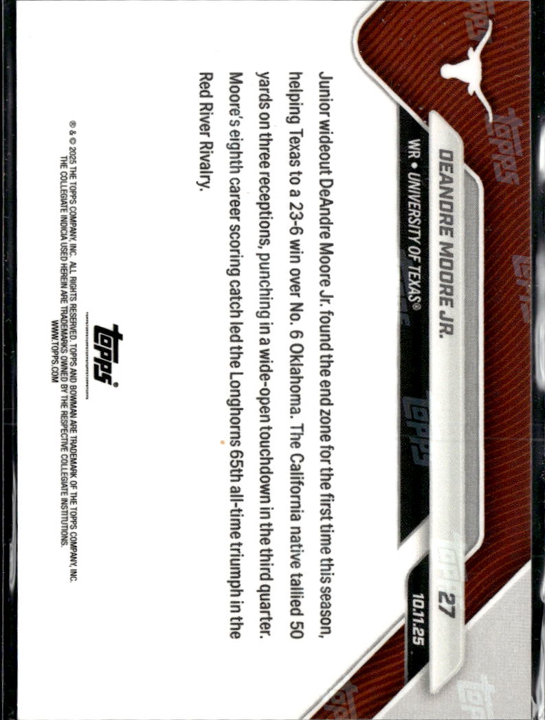 DeAndre Moore Jr. 2025 Bowman Now Rookie RC Texas Longhorns