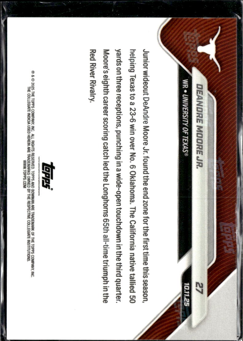 DeAndre Moore Jr. 2025 Bowman Now Rookie RC Texas Longhorns