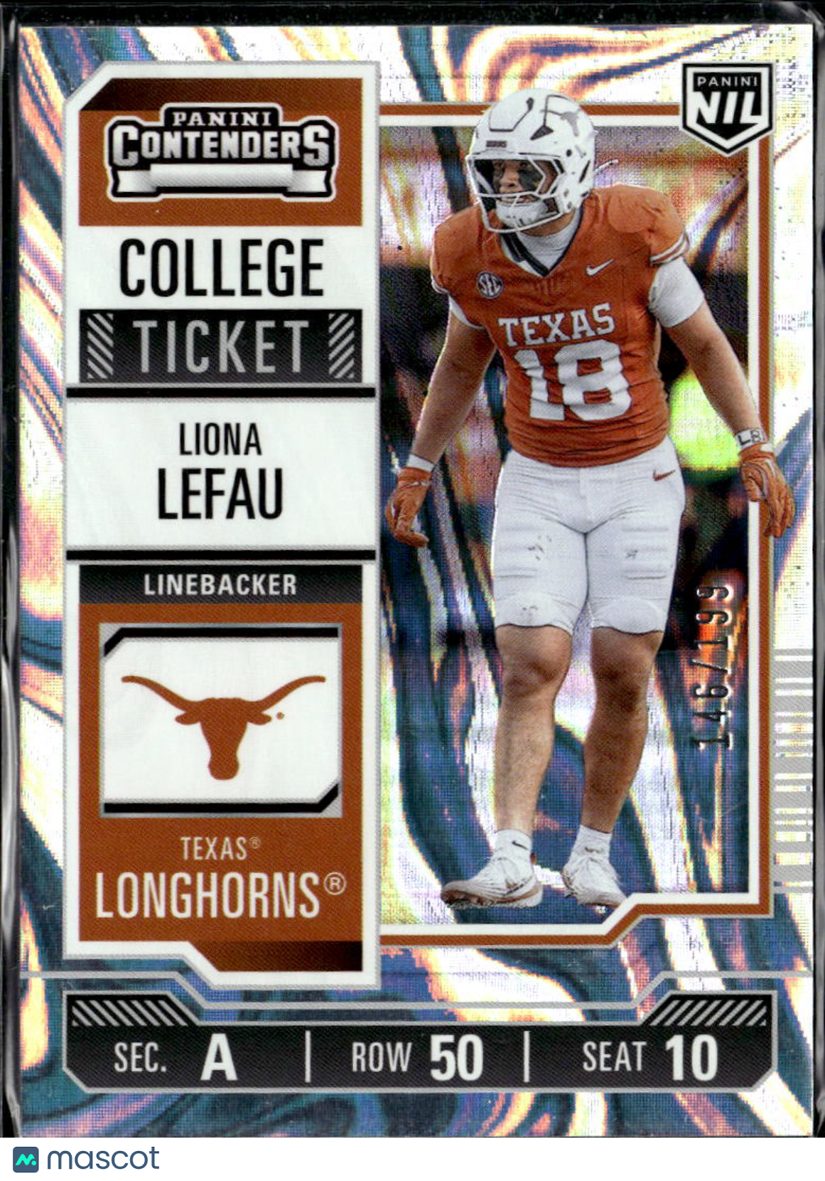 Liona Lefau 2025 Panini Contenders College Ticket 146/199 Texas Longhorns