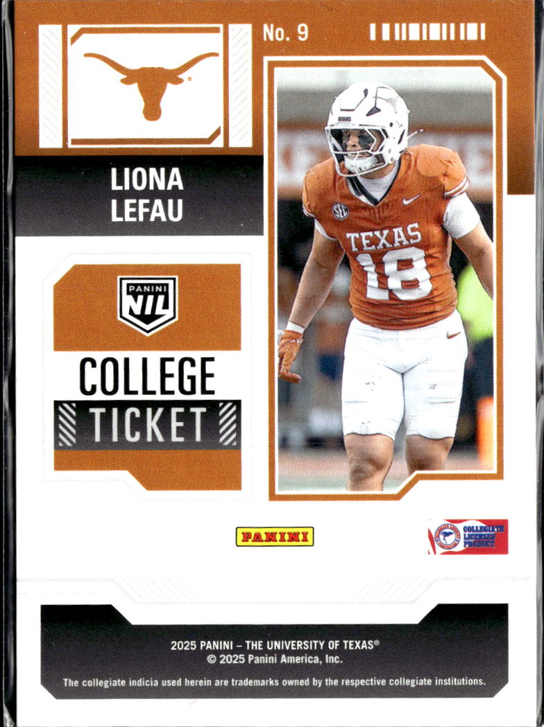 Liona Lefau 2025 Panini Contenders College Ticket 146/199 Texas Longhorns
