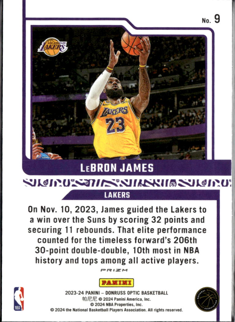LeBron James 2023-24 Optic Elite Dominators HOLO Los Angeles Lakers