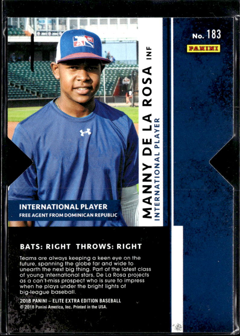 Manny De La Rosa 2018 Panini Elite Extra Edition Status Green 7/49