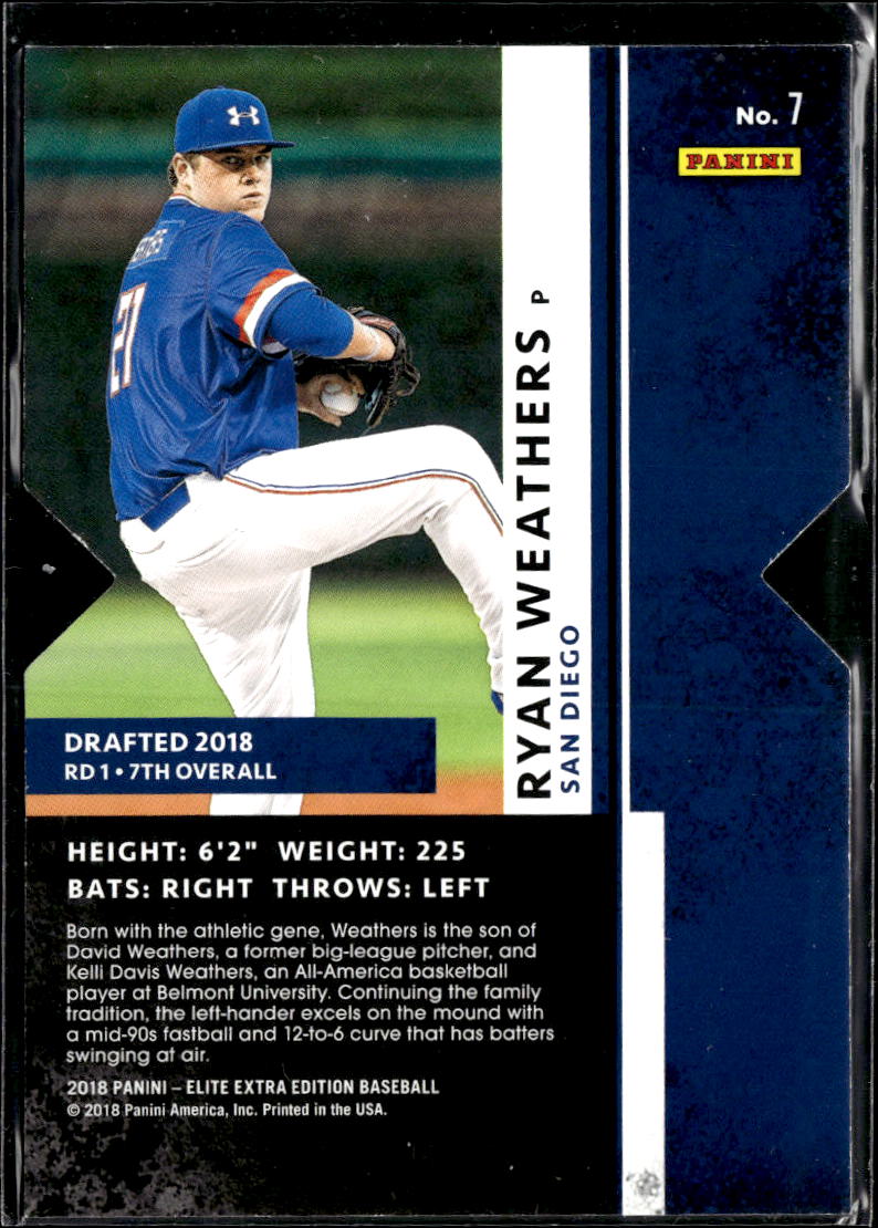 Ryan Weathers 2018 Panini Elite Extra Edition Status Green /49 San Diego Padres