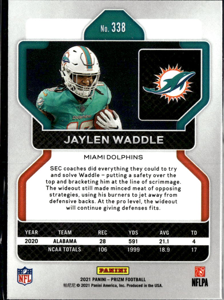 Jaylen Waddle 2021 Panini Prizm Rookie RC Miami Dolphins