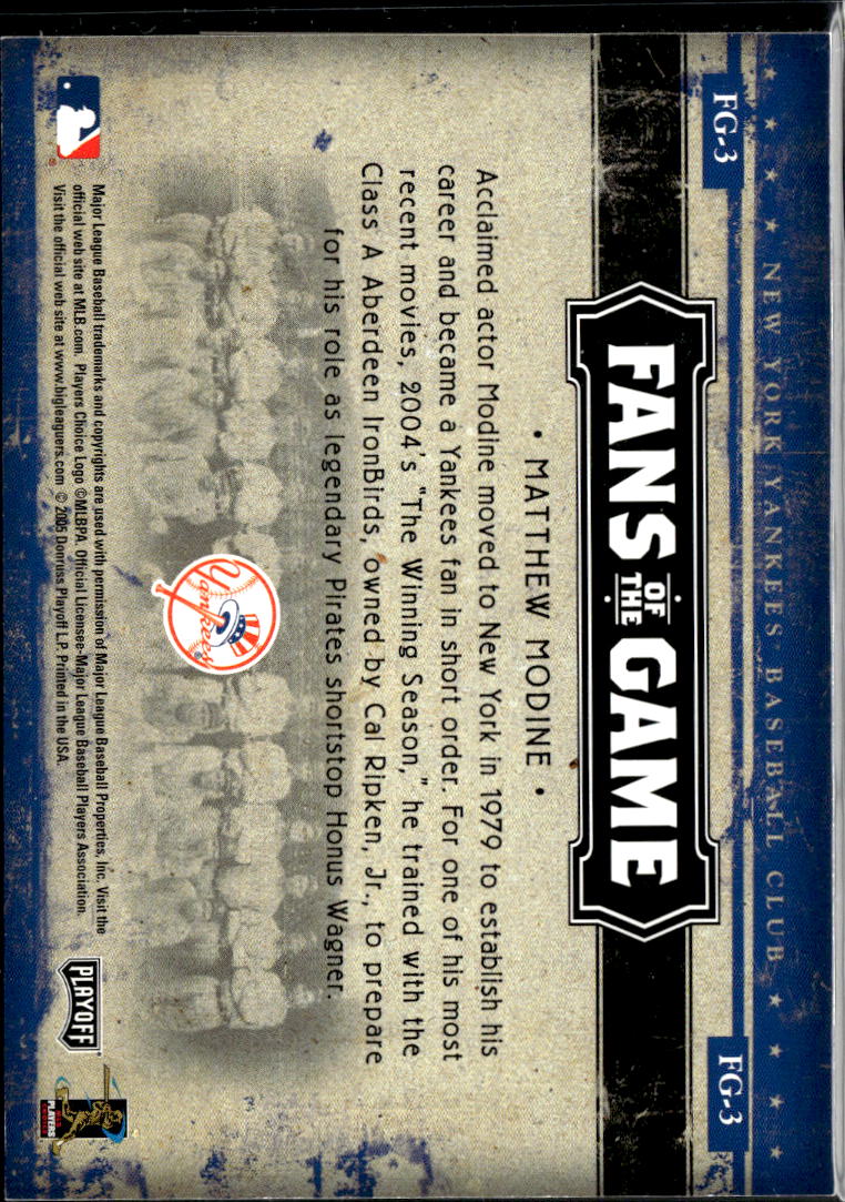 Matthew Modine 2005 Donruss Prestige Fans of the Game New York Yankees