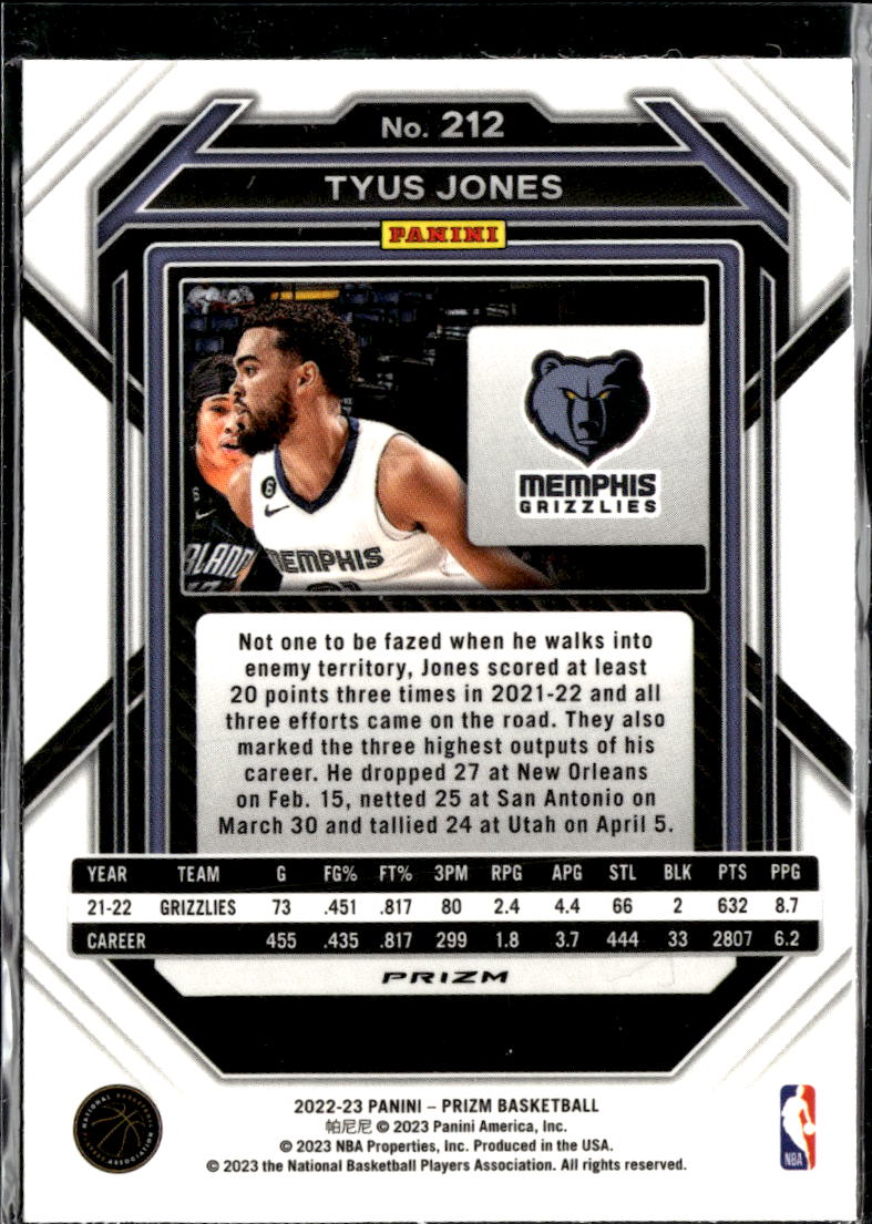 Tyus Jones 2022-23 Panini Prizm Red Sparkle SSP Memphis Grizzlies