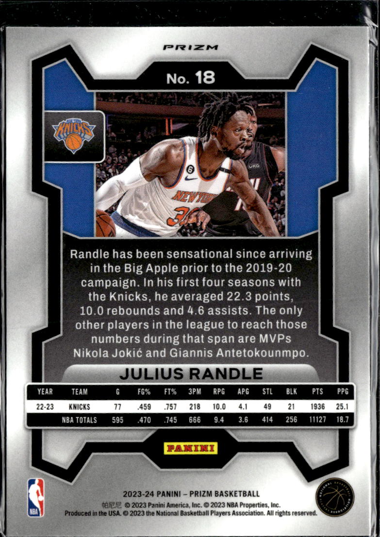 Julius Randle 2023-24 Panini Prizm Red Sparkle SSP New York Knicks