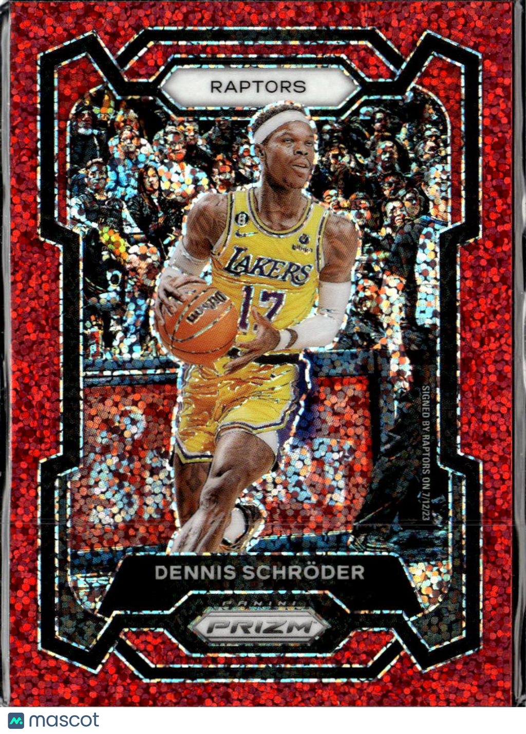 Dennis Schroder 2023-24 Panini Prizm Red Sparkle SSP Toronto Raptors