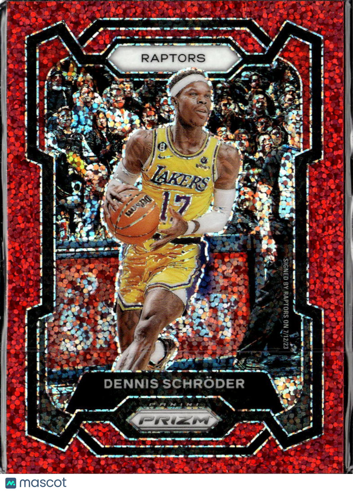 Dennis Schroder 2023-24 Panini Prizm Red Sparkle SSP Toronto Raptors