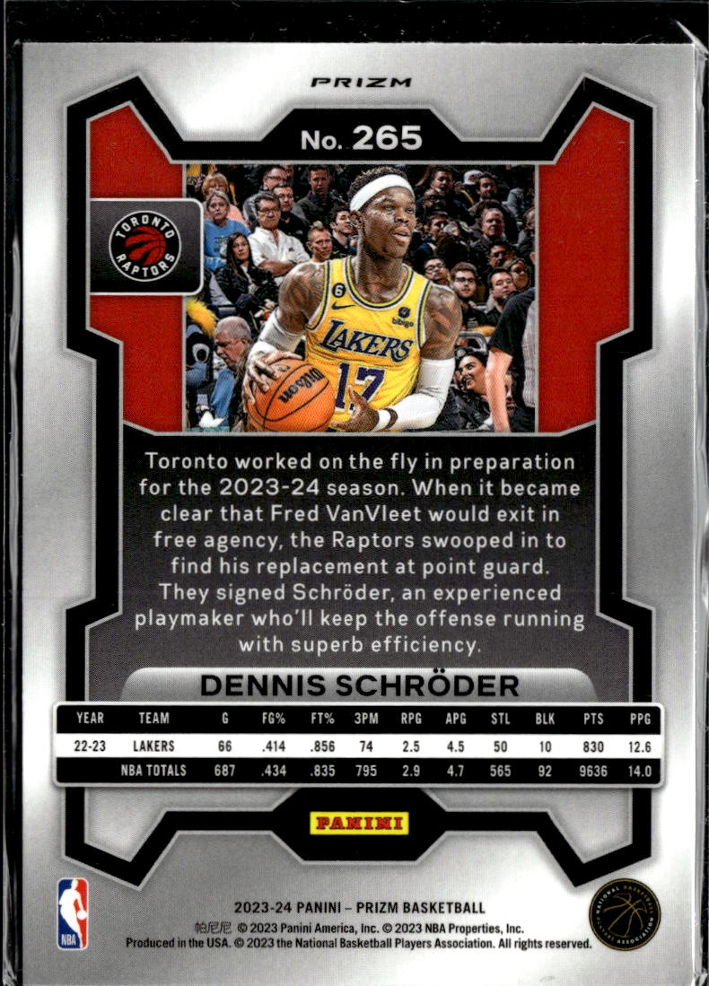 Dennis Schroder 2023-24 Panini Prizm Red Sparkle SSP Toronto Raptors