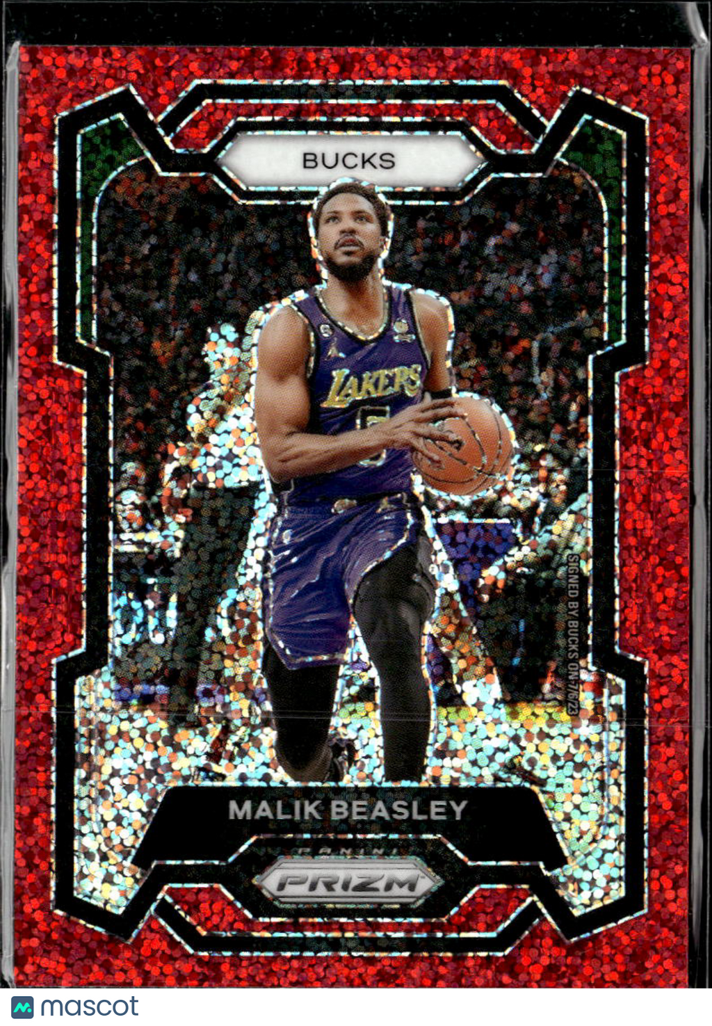 Malik Beasley 2023-24 Panini Prizm Red Sparkle SSP Milwaukee Bucks