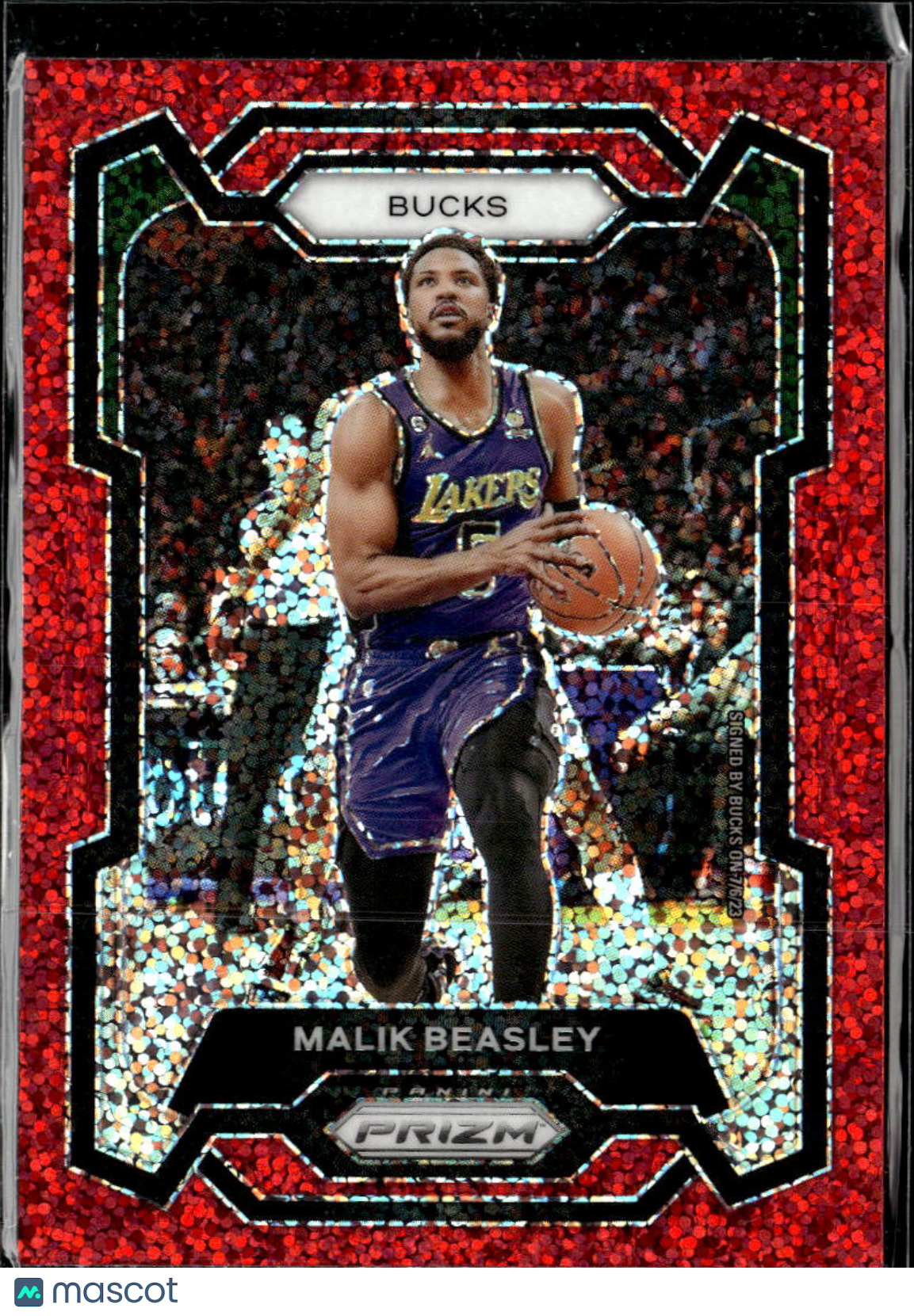 Malik Beasley 2023-24 Panini Prizm Red Sparkle SSP Milwaukee Bucks