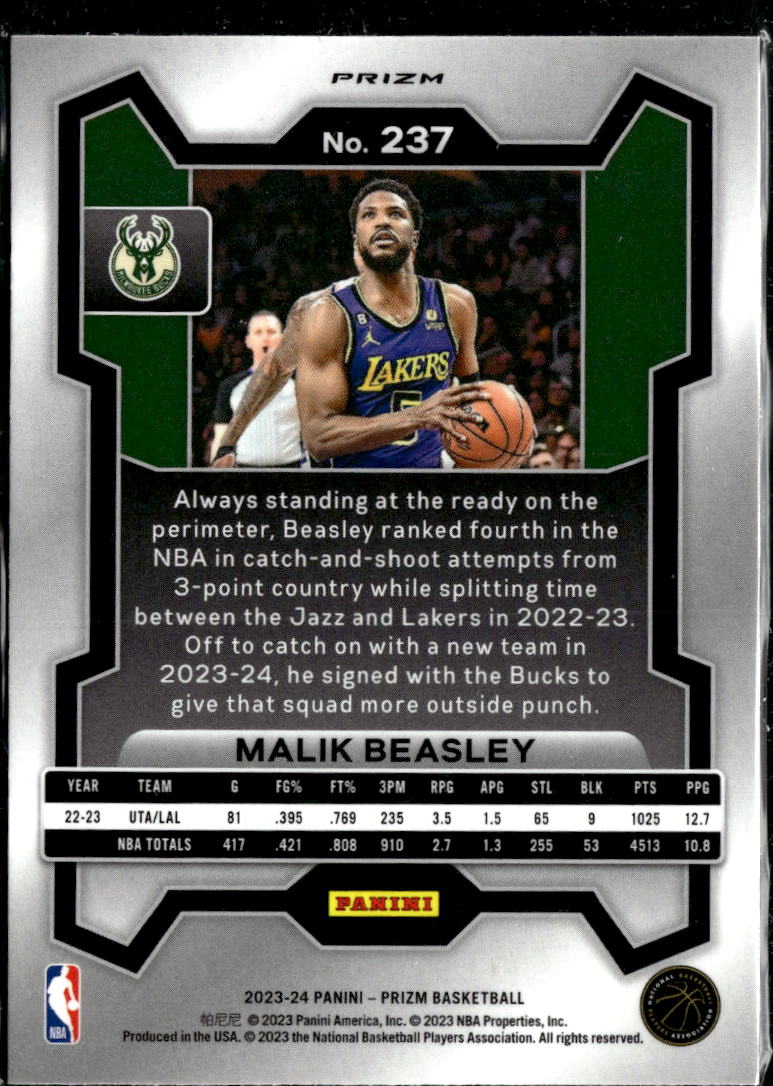 Malik Beasley 2023-24 Panini Prizm Red Sparkle SSP Milwaukee Bucks