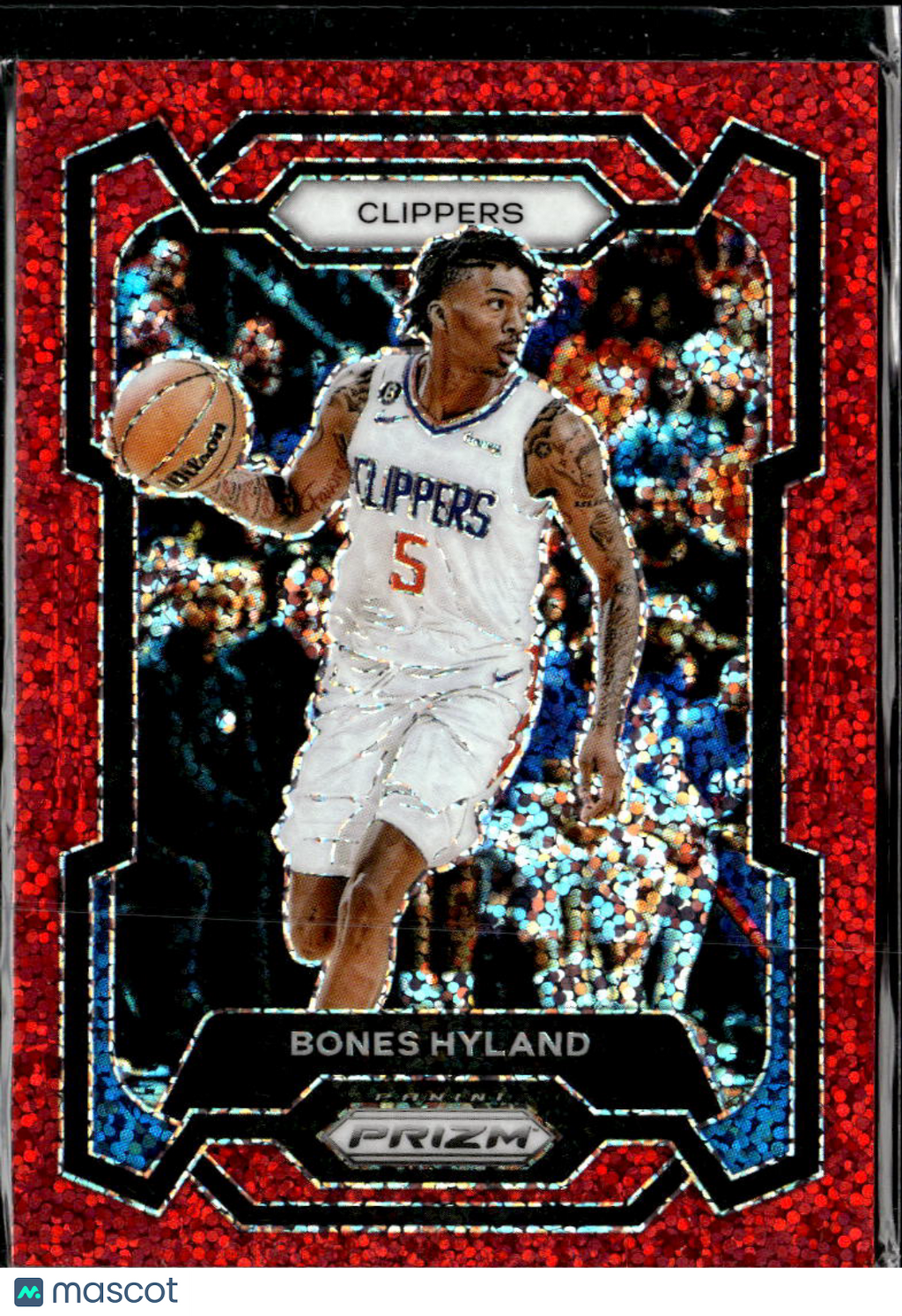 Bones Hyland 2023-24 Panini Prizm Red Sparkle SSP Los Angeles Clippers