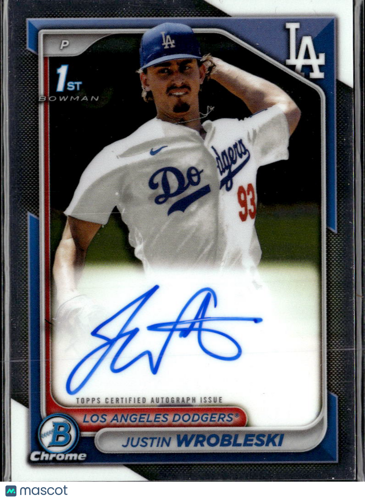 Justin Wrobleski 2024 Bowman Chrome 1st Auto Autograph Los Angeles Dodgers