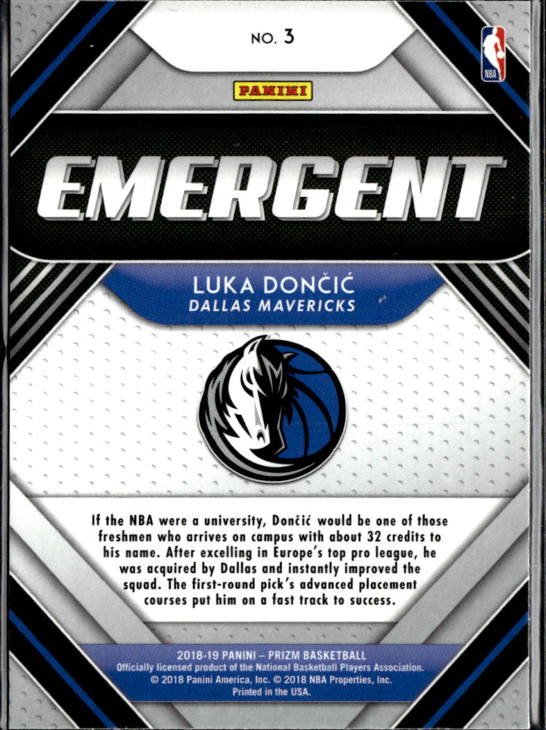 Luka Doncic 2018 Panini Prizm Emergent Dallas Mavericks