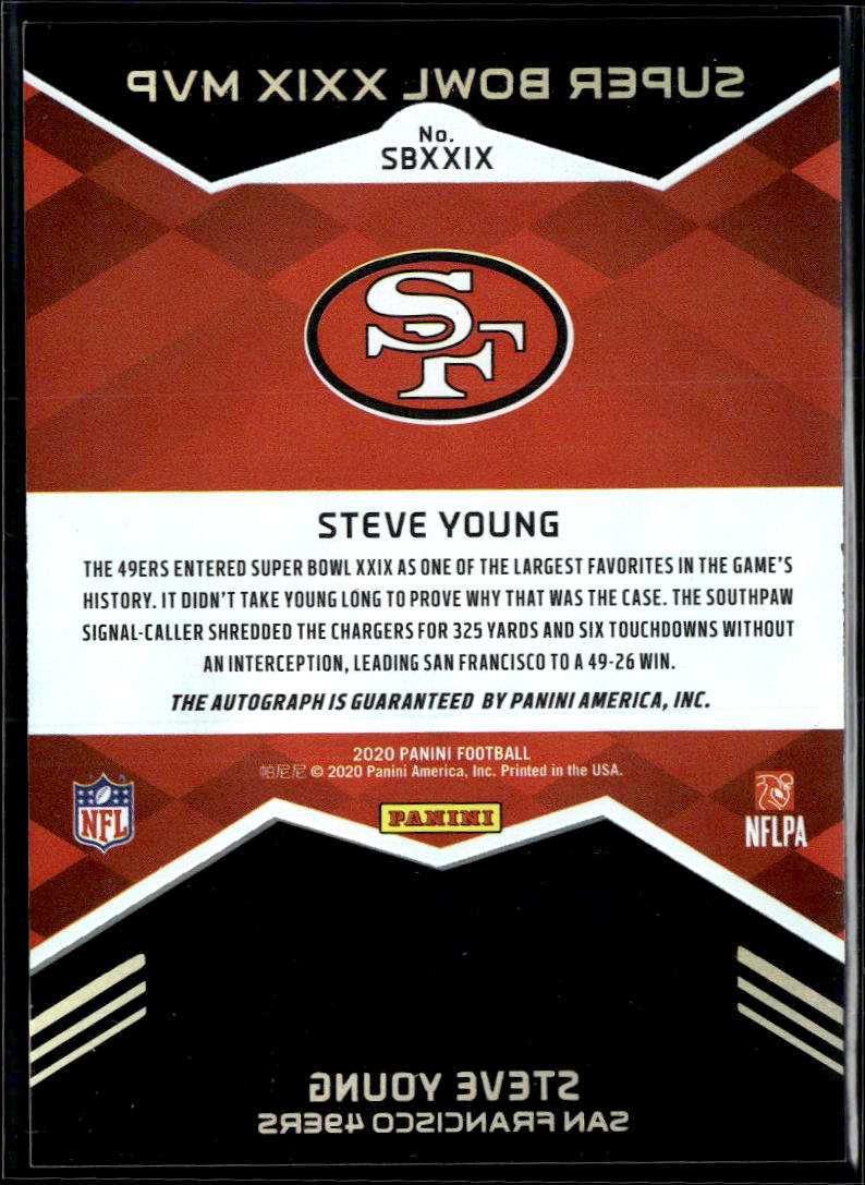 Steve Young 2020 Panini Super Bowl Auto Autograph 25/50 San Francisco 49ers