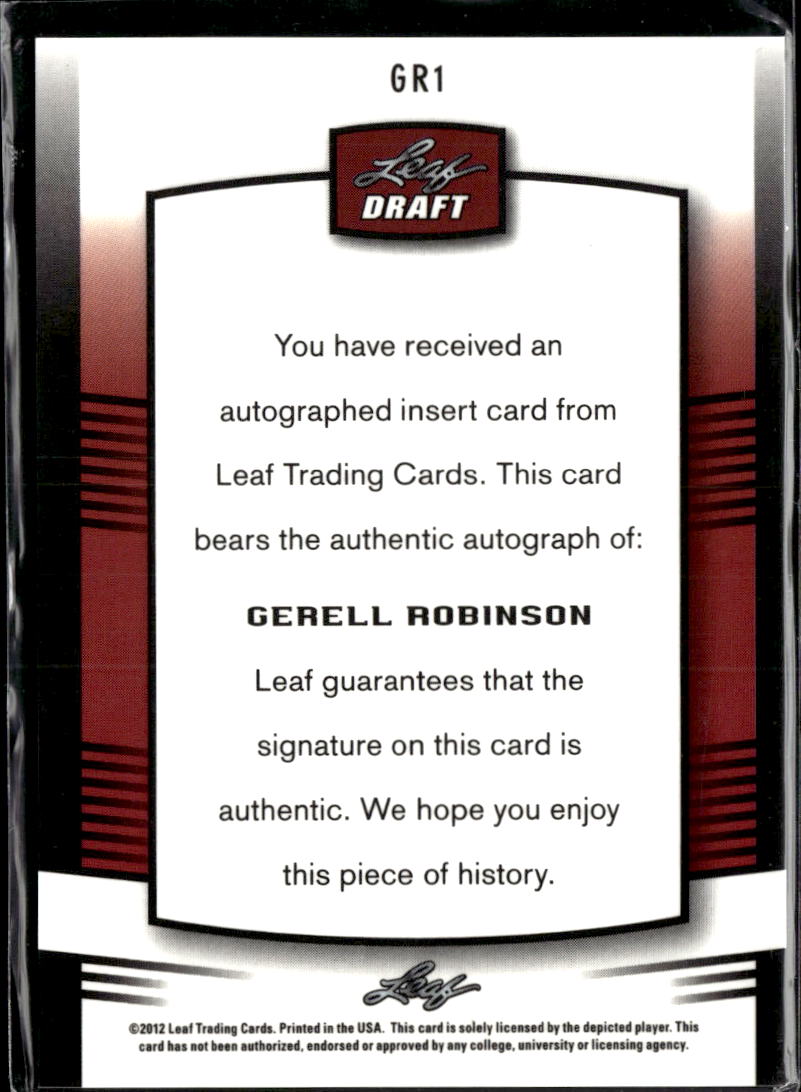 Gerell Robinson 2012 Leaf Draft Auto Autograph RC Arizona State Sun Devils