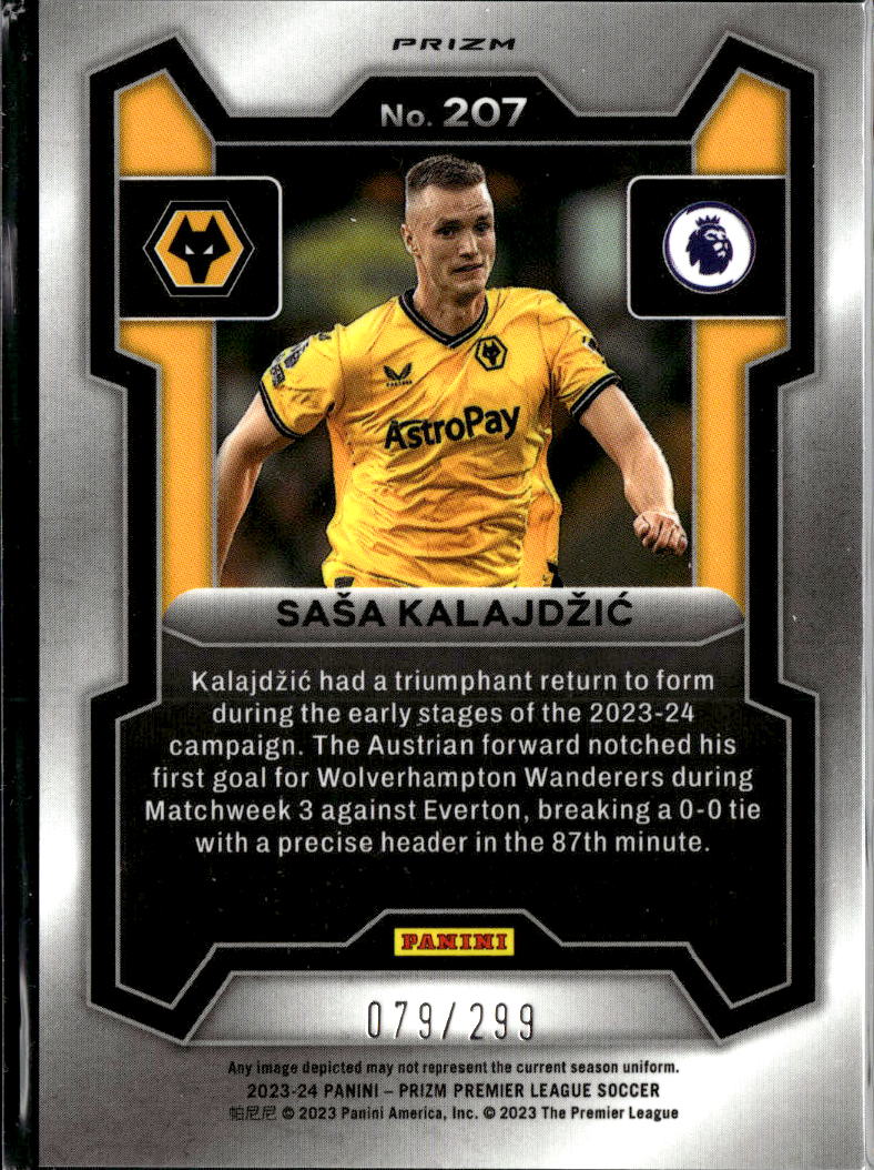 Saša Kalajdžić 2023 Prizm Premier Blue /299 Wolverhampton Wanderers