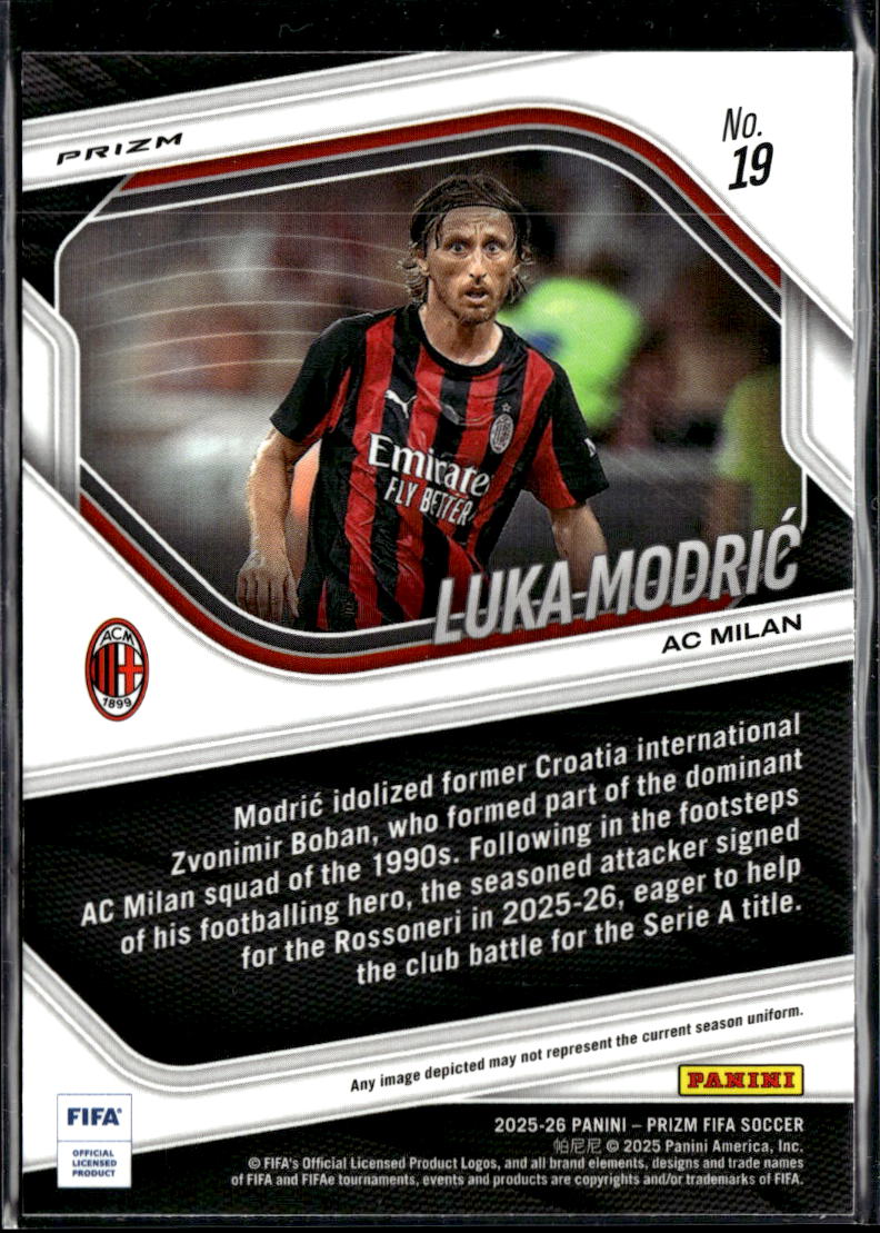 Luka Modric 2025 Panini Prizm FIFA Soccer Pink AC Milan
