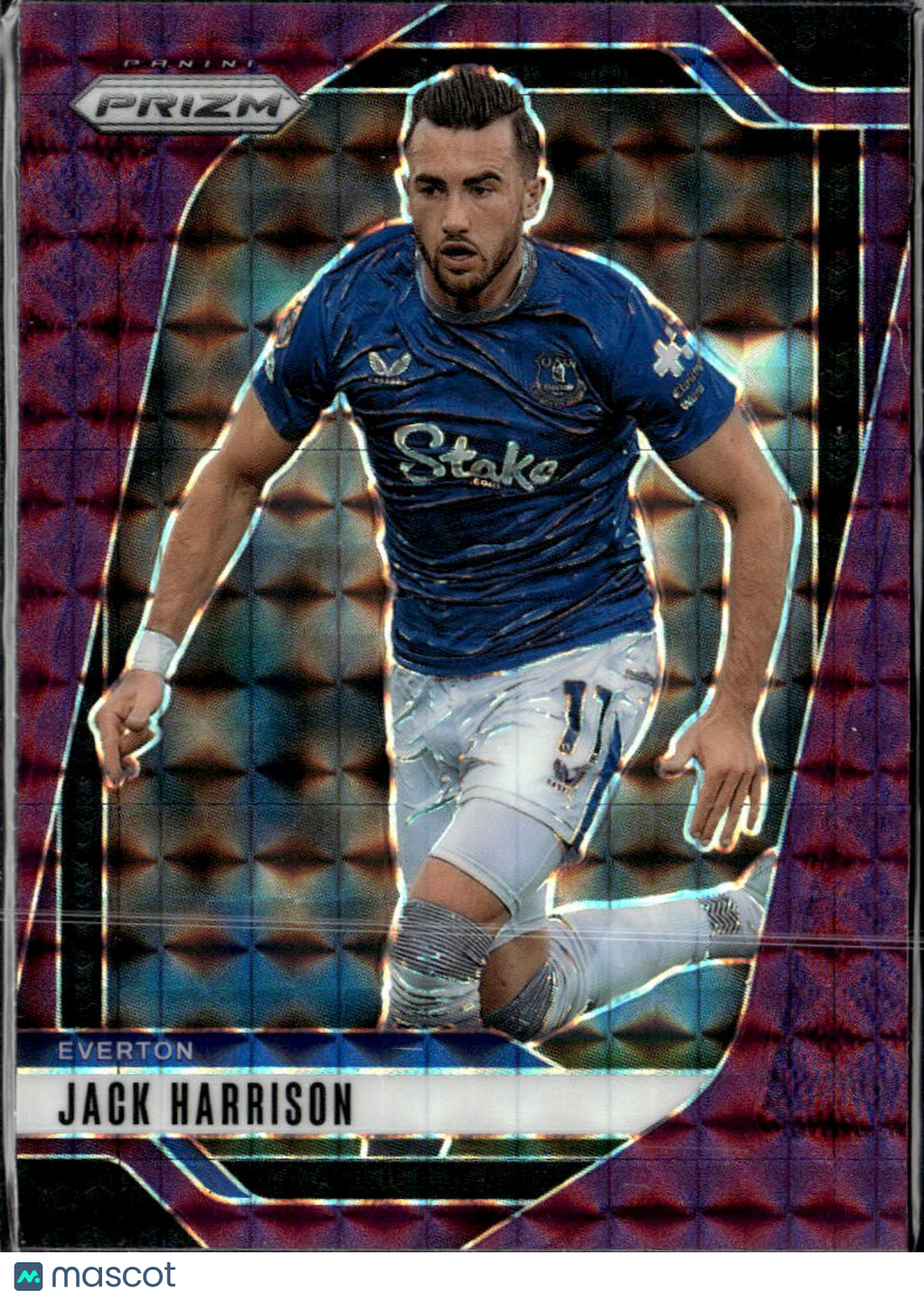 Jack Harrison 2025 Panini Prizm Premier League Purple Mojo /249 Everton