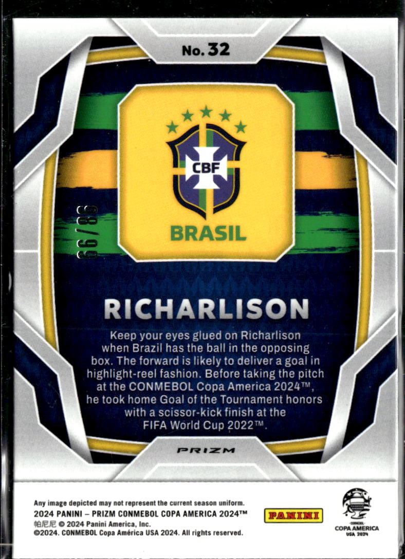 Richarlison 2024 Panini Prizm Copa America Purple /99 Brazil